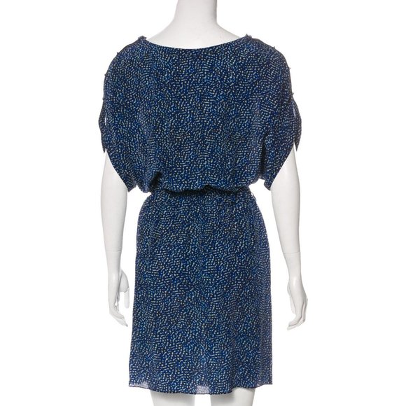 100% silk blue leopard-print Rachel Zoe dress - Picture 3 of 7